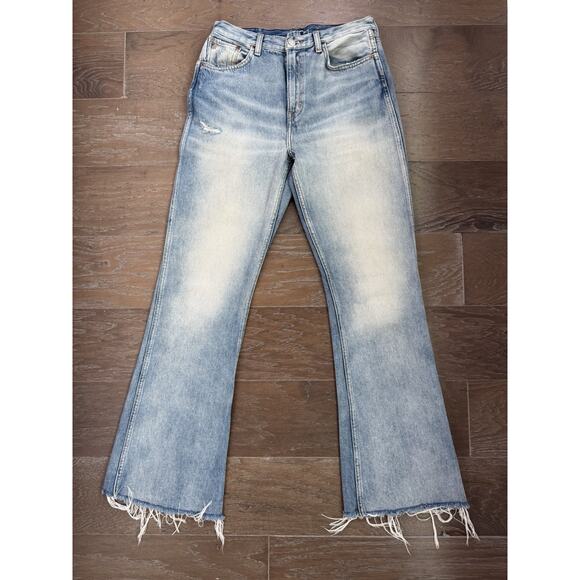 ETICA Sasha Modern Flare Jeans Size 28 fray Raw Hem Boho High Rise $198 - Picture 1 of 7